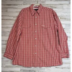 Orvis Trout Bum Mens XL Red Plaid Fishing Shirt Cotton Vented Long Sleeve